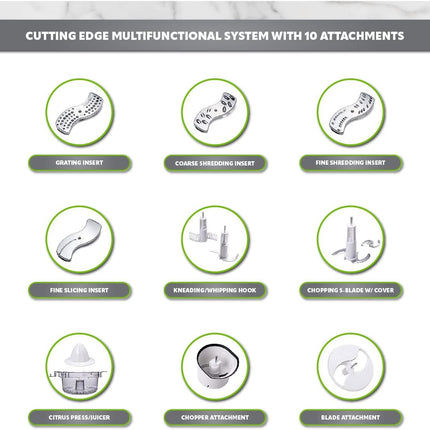 Braun 12 Cup Food Processor, Ultra Quiet and Powerful Motor, Includes 9 Attachments, Blades, Chopper, Citrus Juicer | Made in Europe With German Engineering