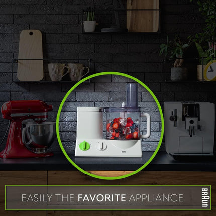 Braun 12 Cup Food Processor, Ultra Quiet and Powerful Motor, Includes 9 Attachments, Blades, Chopper, Citrus Juicer | Made in Europe With German Engineering