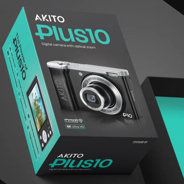 Akito Plus10 Kosher Digital Camera with 5X Optical Zoom and 5K Ultra HD (Black)