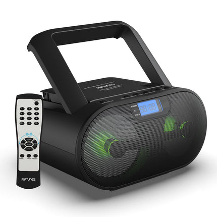 Riptunes CD Boombox MP3 Disc Player Bluetooth AM/FM Radio Stereo Sound Aux-in USB with Remote Control